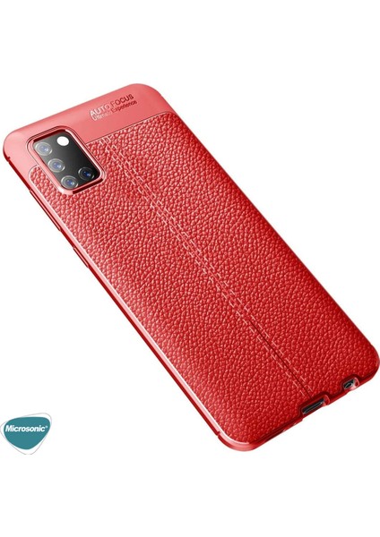 Samsung Galaxy A31 Kılıf Deri Dokulu Silikon Kırmızı