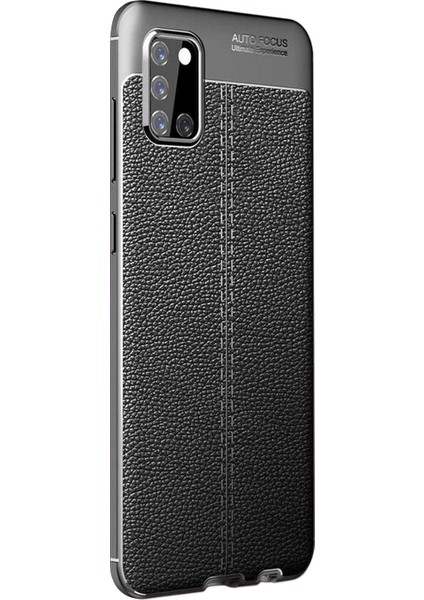 Samsung Galaxy A31 Kılıf Deri Dokulu Silikon Siyah