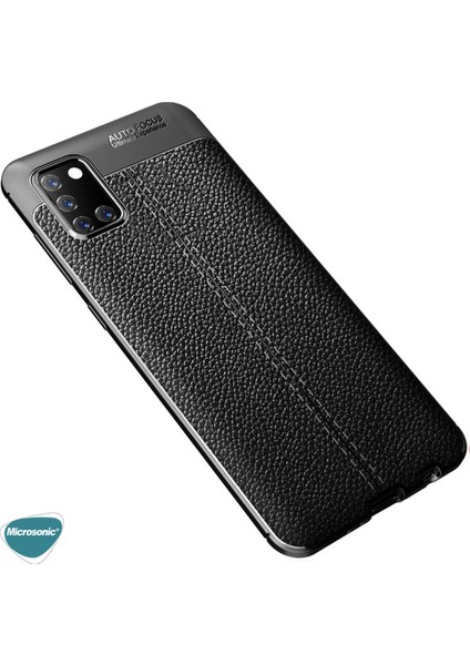 Samsung Galaxy A31 Kılıf Deri Dokulu Silikon Siyah