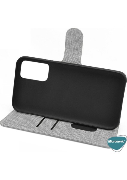 Samsung Galaxy A31 Kılıf Fabric Book Wallet Gri