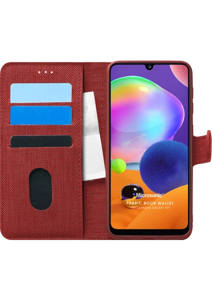 Samsung Galaxy A31 Kılıf Fabric Book Wallet Kırmızı