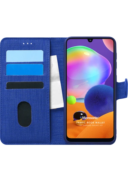 Samsung Galaxy A31 Kılıf Fabric Book Wallet Lacivert