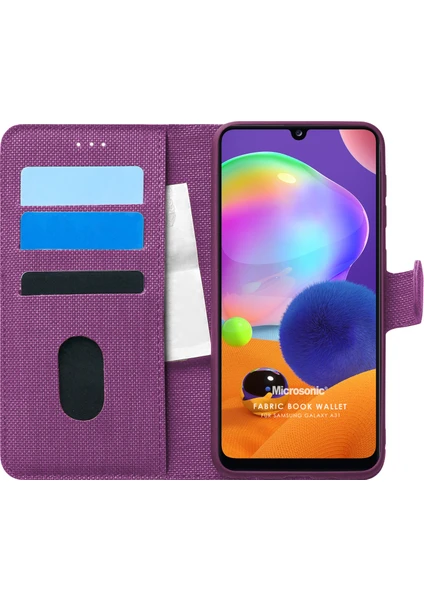 Samsung Galaxy A31 Kılıf Fabric Book Wallet Mor