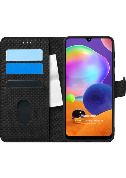 Samsung Galaxy A31 Kılıf Fabric Book Wallet Siyah