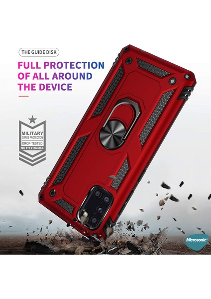 Samsung Galaxy A31 Kılıf Military Ring Holder Kırmızı