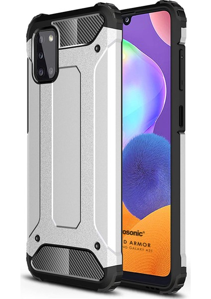 Samsung Galaxy A31 Kılıf Rugged Armor Gümüş