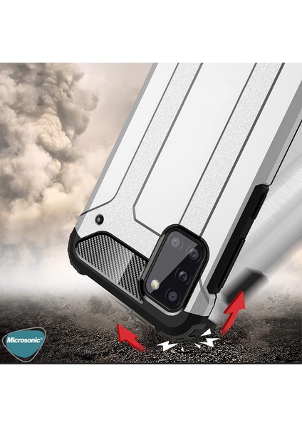 Samsung Galaxy A31 Kılıf Rugged Armor Gümüş