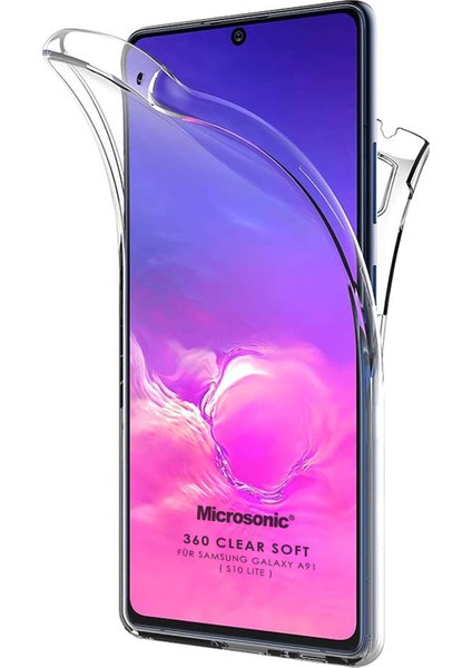 Samsung Galaxy A91 Kılıf 6 Tarafı Full Koruma 360 Clear Soft Şeffaf