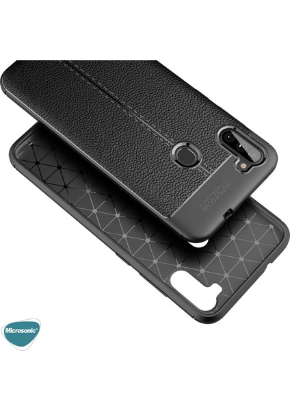 Samsung Galaxy M11 Kılıf Deri Dokulu Silikon Kırmızı