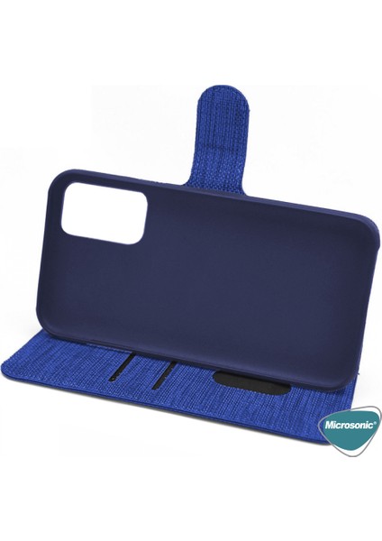 Samsung Galaxy M11 Kılıf Fabric Book Wallet Lacivert