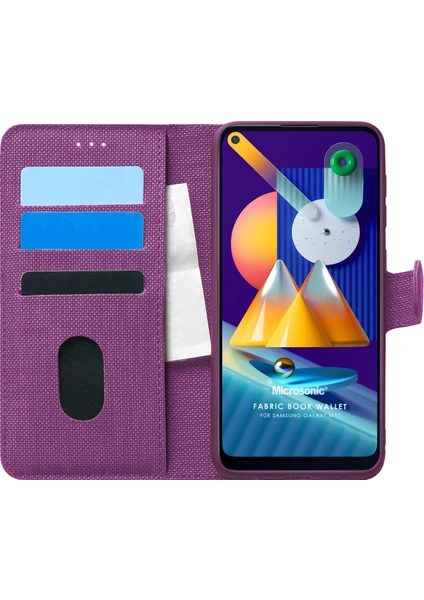 Samsung Galaxy M11 Kılıf Fabric Book Wallet Mor