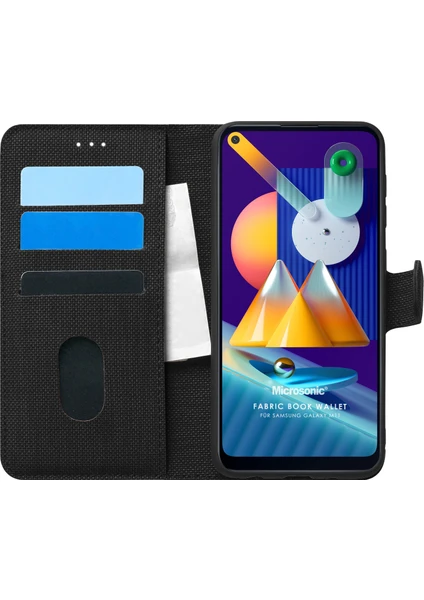 Samsung Galaxy M11 Kılıf Fabric Book Wallet Siyah