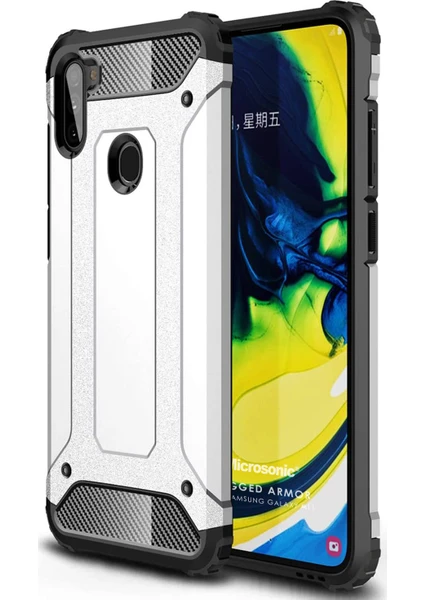 Samsung Galaxy M11 Kılıf Rugged Armor Gümüş