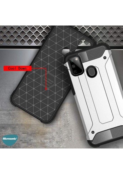 Samsung Galaxy M21 Kılıf Rugged Armor Gümüş