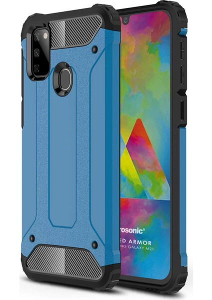 Samsung Galaxy M21 Kılıf Rugged Armor Mavi