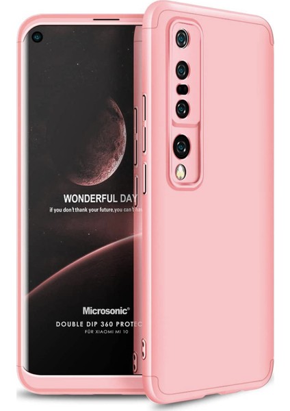 Xiaomi Mi 10 Kılıf Double Dip 360 Protective Rose Gold