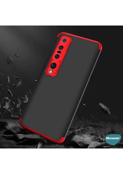 Xiaomi Mi 10 Kılıf Double Dip 360 Protective Siyah - Kırmızı