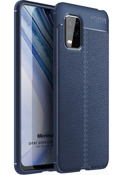 Xiaomi Mi 10 Lite Kılıf Deri Dokulu Silikon Lacivert