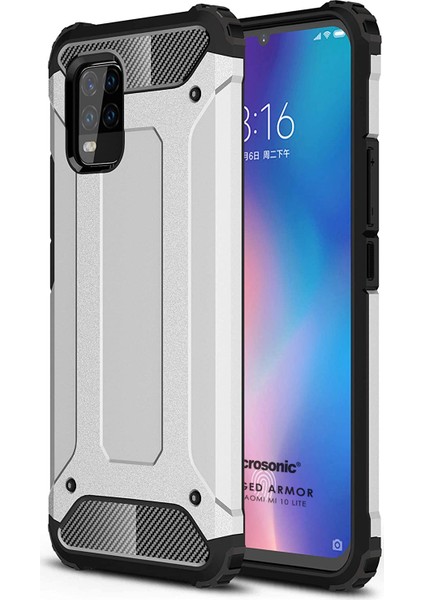 Xiaomi Mi 10 Lite Kılıf Rugged Armor Gümüş