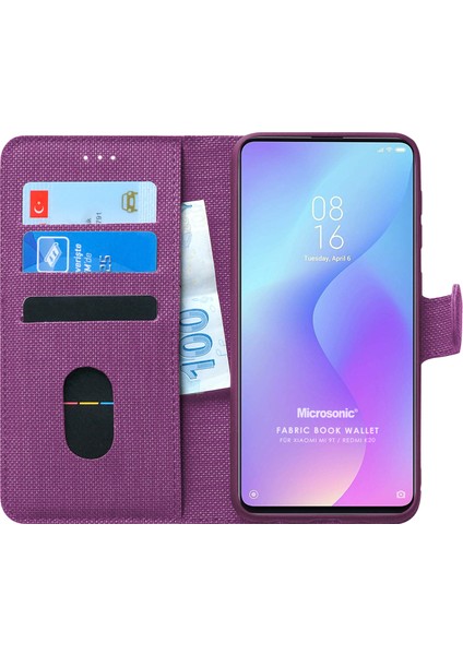 Xiaomi Mi 9T Kılıf Fabric Book Wallet Mor