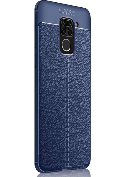 Xiaomi Redmi Note 9 Kılıf Deri Dokulu Silikon Lacivert