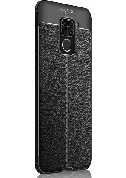 Xiaomi Redmi Note 9 Kılıf Deri Dokulu Silikon Siyah
