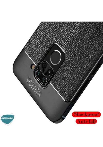 Xiaomi Redmi Note 9 Kılıf Deri Dokulu Silikon Siyah