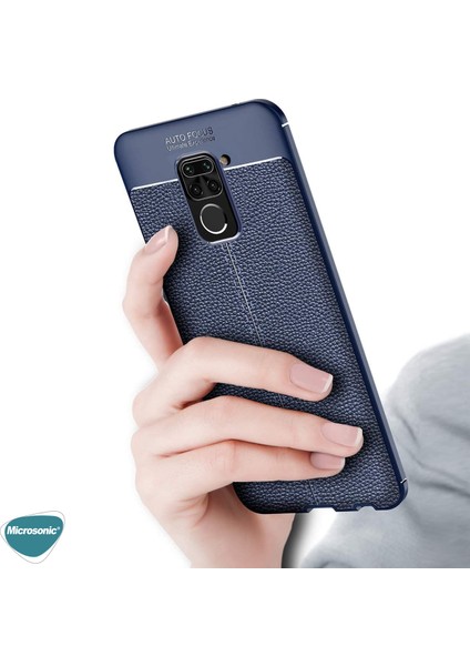 Xiaomi Redmi Note 9 Kılıf Deri Dokulu Silikon Siyah