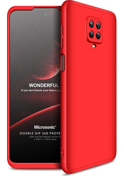 Xiaomi Redmi Note 9 Pro Kılıf Double Dip 360 Protective Kırmızı
