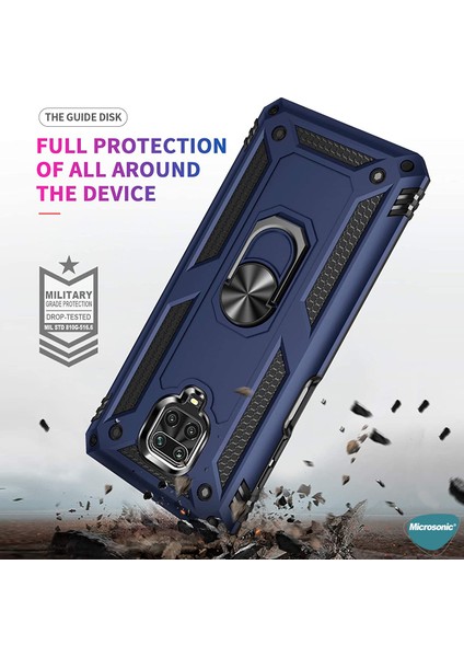 Xiaomi Redmi Note 9 Pro Kılıf Military Ring Holder Kırmızı
