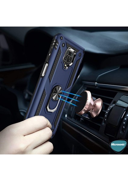 Xiaomi Redmi Note 9 Pro Kılıf Military Ring Holder Lacivert indirimleri