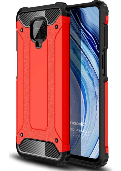 Xiaomi Redmi Note 9 Pro Kılıf Rugged Armor Kırmızı