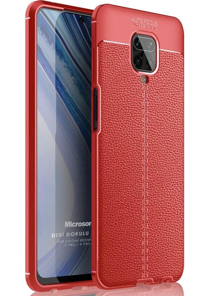 Xiaomi Redmi Note 9 Pro Max Kılıf Deri Dokulu Silikon Kırmızı