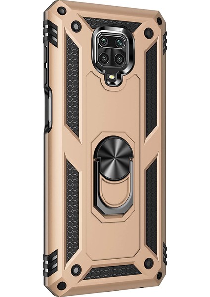 Xiaomi Redmi Note 9 Pro Max Kılıf Military Ring Holder Gold fiyatları
