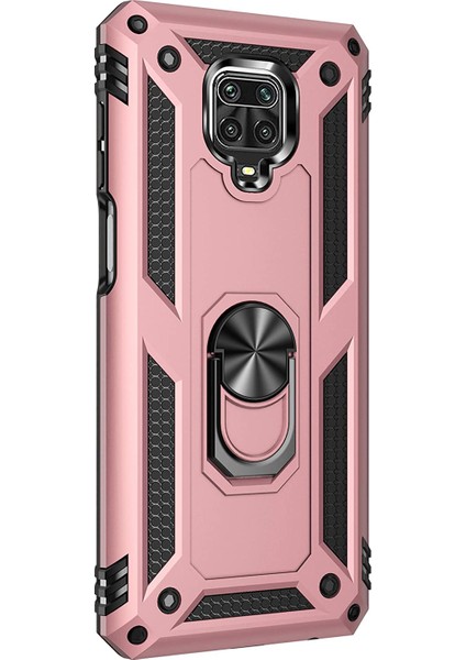 Xiaomi Redmi Note 9 Pro Max Kılıf Military Ring Holder Rose Gold fiyatları