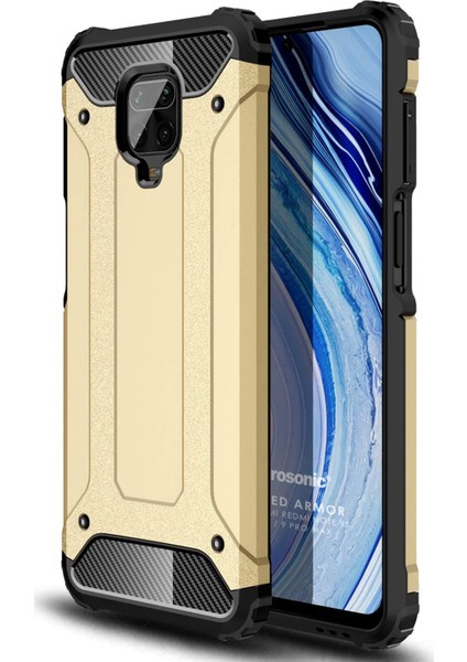 Xiaomi Redmi Note 9 Pro Max Kılıf Rugged Armor Gold