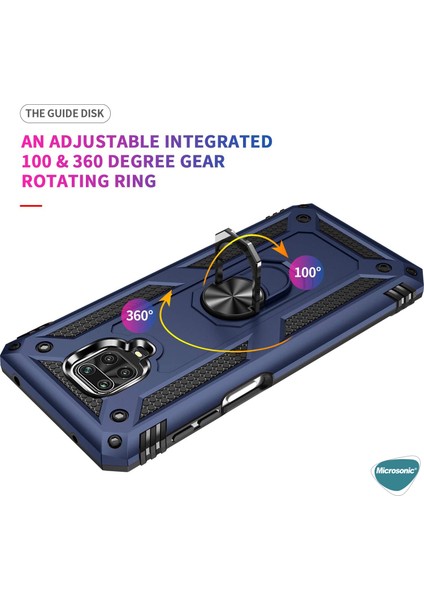 Xiaomi Redmi Note 9S Kılıf Military Ring Holder Siyah