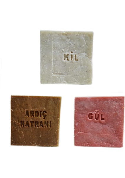 Ardıç Katranı Gül Sabunu ve Kil Sabunu 155 gr 3'lü Paket