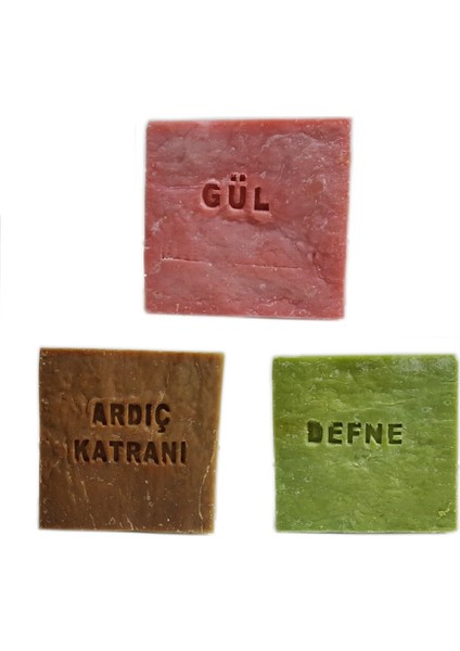 Ardıç Katranı Defne Sabunu ve Gül Sabunu 155 gr 3'lü Paket