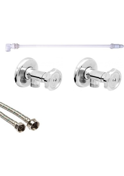Klozet Montaj Seti 70 cm Flex Hortum Koç Taharet Ara Musluk 2 Li