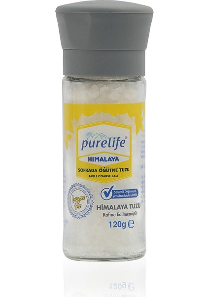 Pure Life Himalaya Tuzu - SET - Granül Kristal Kaya Tuzu Beyaz 500g + Seramik Değirmenli 120g