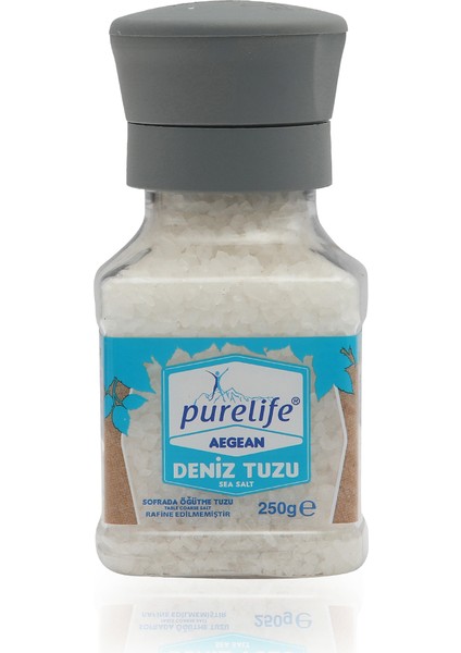 Pure Life Aegean Granül Deniz Tuzu Kutu 500g + Degirmen 250g