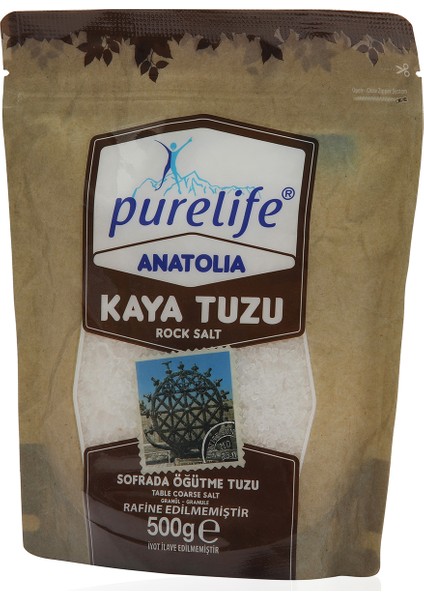 Pure Life Anatolia Granül Kristal Kaya Tuzu 500g + Degirmen 250g