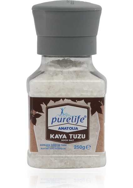 Pure Life Anatolia Granül Kristal Kaya Tuzu 500g + Degirmen 250g