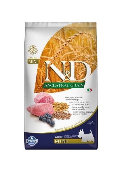 Düşük Tahıllı Kuzu Etli Yaban Mersinli Adult Mini Köpek Maması 2,5 kg
