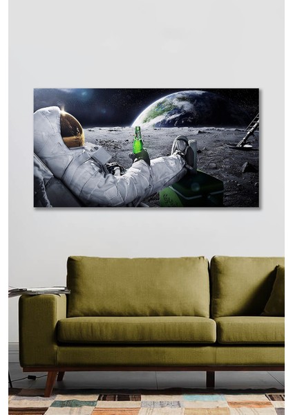 100 x 140 Dev Boyut Dekoratif Troll Astronot Duvar Kanvas Tablo