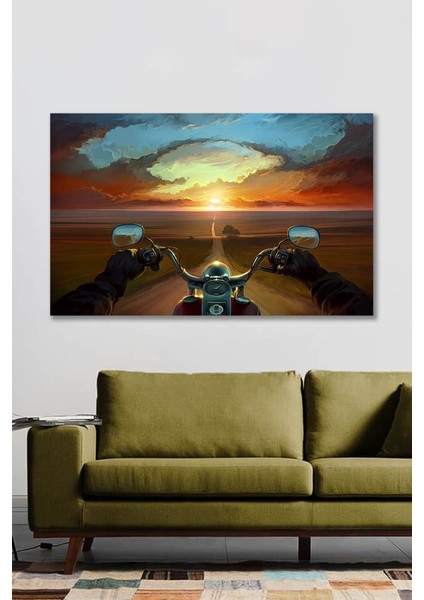 50 x 70 Dekoratif Motorsiklet Duvar Kanvas Tablo