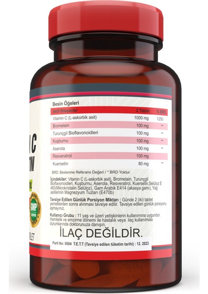 Biotin 5000 Mcg 120 Tablet & Vitamin C 1000 Mg 120 Tablet