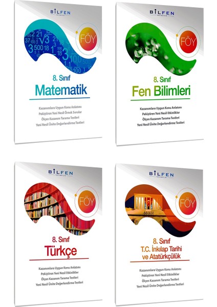 8. Sınıf Matematik Fen Türkçe Inkılap Tarihi Öğrenim Föyleri Seti 4 Kitap