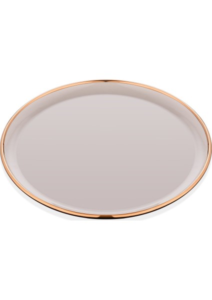 Solid Krem Altın Yaldızlı Cam Servis Tabağı Takımı